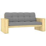 vidaXL Banc de jardin avec coussins gris 179 cm Pin imprégné