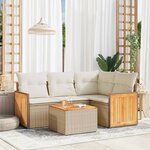 vidaXL Salon de jardin avec coussins 5 Pièces beige résine tressée
