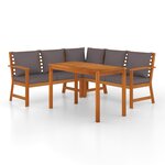 vidaXL Ensemble à manger de jardin 4 Pièces coussins Bois acacia