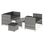 vidaXL Salon de jardin 5 Pièces avec coussins résine tressée gris