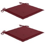 vidaXL Chaises de jardin avec coussins rouge bordeaux 2Pièces Teck massif