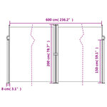 vidaXL Auvent latéral rétractable terre cuite 200x600 cm