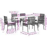 vidaXL Ensemble à manger de jardin coussins 7Pièces Noir Résine tressée