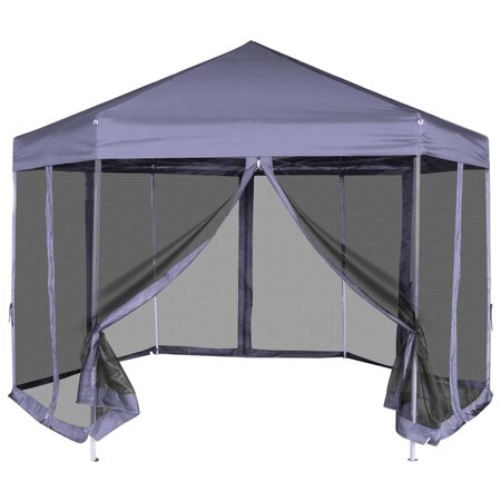 vidaXL Chapiteau hexagonal avec 6 parois latérales 3 6x3 1m Bleu foncé