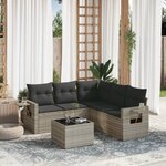 vidaXL Salon de jardin 6 Pièces avec coussins gris clair résine tressée