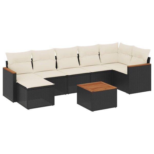 vidaXL Salon de jardin 8 Pièces avec coussins noir résine tressée