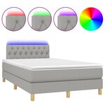 vidaXL Sommier à lattes de lit matelas LED gris clair 120x190 cm tissu