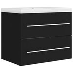 vidaXL Armoire d'évier avec lavabo intégré Noir Aggloméré
