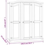 vidaXL Garde-robe avec 3 portes Gamme Corona pin mexicain Blanc