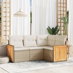 vidaXL Salon de jardin avec coussins 4 Pièces beige résine tressée