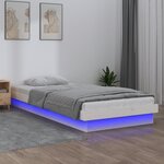 vidaXL Cadre de lit à LED blanc 90x190 cm simple bois massif