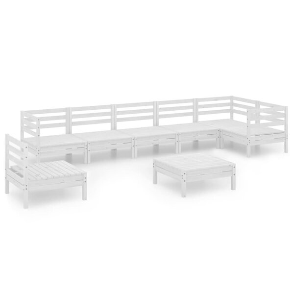 vidaXL Salon de jardin 8 Pièces Bois de pin massif Blanc