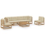 vidaXL Salon de jardin 7 Pièces avec coussins Bois de pin massif