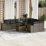 vidaXL Salon de jardin avec coussins 10 Pièces gris résine tressée