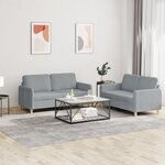 vidaXL Ensemble de canapés 2 Pièces avec coussins Gris clair Tissu