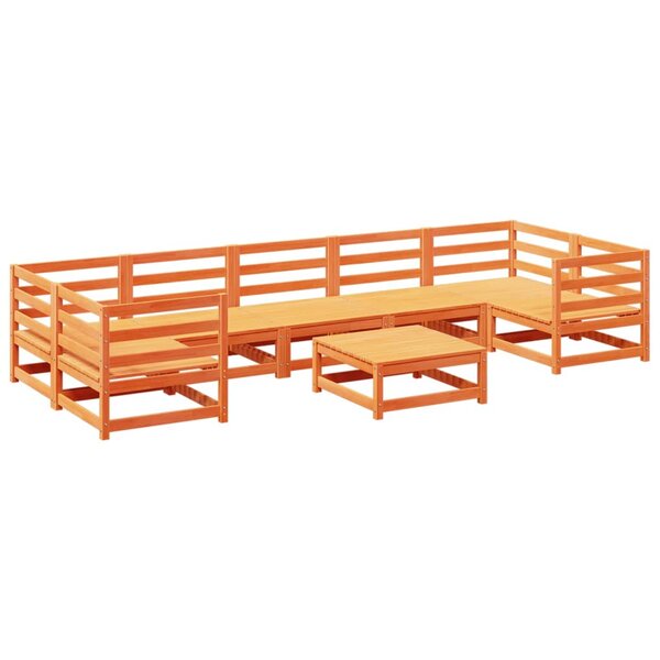 vidaXL Salon de jardin 8 Pièces marron cire bois de pin massif