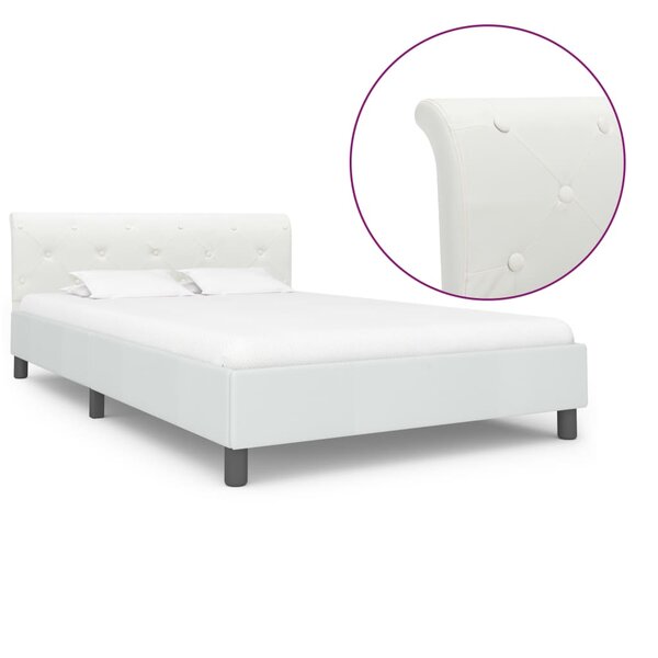 vidaXL Cadre de lit Blanc Similicuir 140 x 200 cm