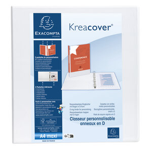 Classeur Pp Personnalisable Kreacover - 2 Anneaux En D 50mm - A4 Maxi - Blanc - X 10 - Exacompta