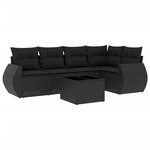 vidaXL Salon de jardin 6 Pièces avec coussins noir résine tressée