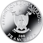 WING OF A EUROPEAN ROLLER Albrecht Dürer Argent Coin 500 Francs Cameroon 2021