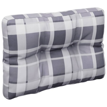 vidaXL Coussin de palette motif à carreaux gris 50x40x12 cm tissu