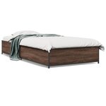 vidaXL Cadre de lit chêne marron 90x200 cm bois d'ingénierie et métal