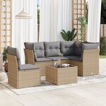 vidaXL Salon de jardin avec coussins 6 Pièces beige résine tressée