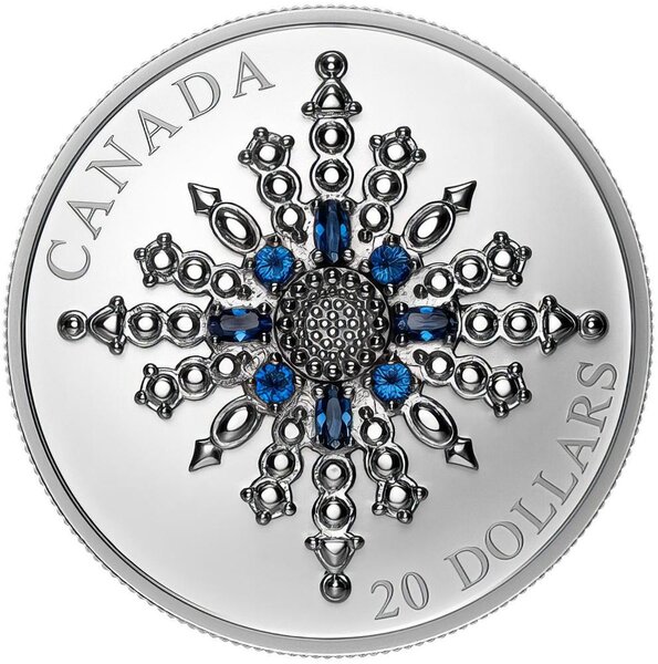 Pièce de monnaie en Argent 20 Dollars g 31.39 Millésime 2024 SAPPHIRE JUBILEE SNOWFLAKE BROOCH