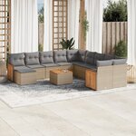 vidaXL Salon de jardin avec coussins 12 Pièces beige résine tressée
