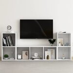 vidaXL Ensemble de meubles TV 3 Pièces Blanc Aggloméré