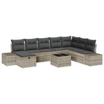 vidaXL Ensemble de 9 pièces de canapé de jardin avec coussins gris clair en poly rotin