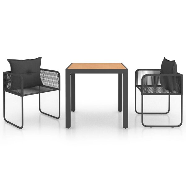 vidaXL Salon de jardin 3 Pièces PVC Résine tressée Noir et marron