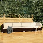 vidaXL Salon de jardin 4 Pièces avec coussins résine tressée marron