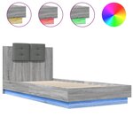 vidaXL Cadre de lit tête de lit et lumières LED sonoma gris 100x200 cm