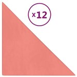 vidaXL Panneaux muraux 12 Pièces Rose 30x30 cm Velours 0 54 m²