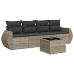 vidaXL Salon de jardin 5 Pièces avec coussins gris clair résine tressée