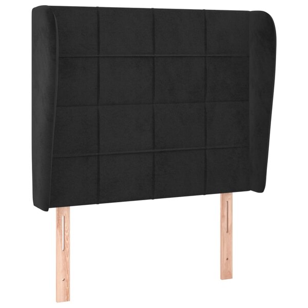 vidaXL Tête de lit avec oreilles Noir 93x23x118/128 cm Velours