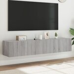 vidaXL Meubles TV muraux et lumières LED 2Pièces sonoma gris 80x35x31 cm