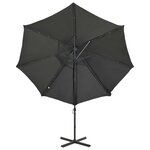 vidaXL Parasol déporté avec mât et lumières LED Anthracite 300 cm