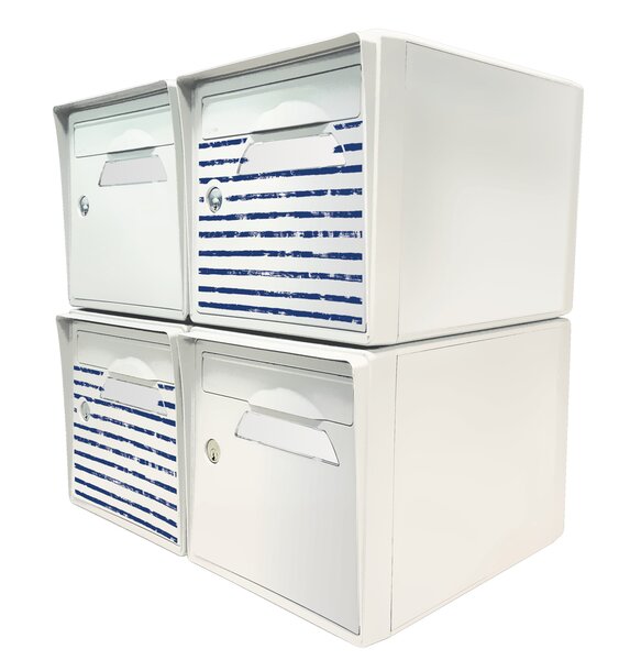 Pack de 4 boîtes aux lettres 1 porte - 2x "Bord de mer" - 2x "Blanc ivoire"