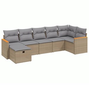 vidaXL Salon de jardin avec coussins 7Pièces mélange beige résine tressée