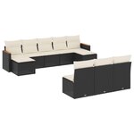 vidaXL Salon de jardin 10 Pièces avec coussins noir résine tressée