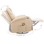 vidaXL Fauteuil à bascule de massage Crème Similicuir