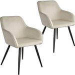 Lot de 2 chaises pieds noir siège de salon cuisine salle à manger design élégant velours beige 08_0000571
