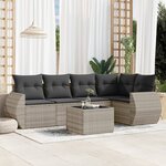 vidaXL Salon de jardin 6 Pièces avec coussins gris clair résine tressée