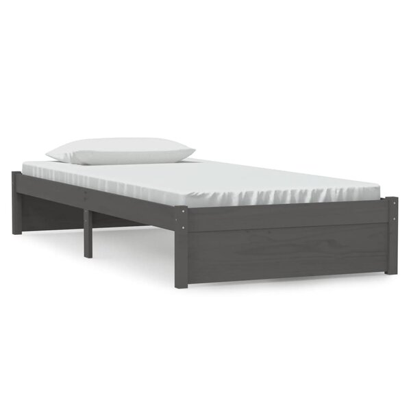 vidaXL Cadre de lit Gris Bois massif 90x200 cm