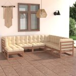 vidaXL Salon de jardin 7 Pièces avec coussins Bois de pin massif
