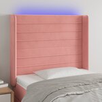 vidaXL Tête de lit à LED Rose 103x16x118/128 cm Velours