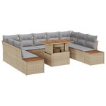 Set de 6 Canapés de Jardin avec Coussins Beige en Poly Rattan