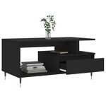 vidaXL Table basse Noir 90x49x45 cm Bois d'ingénierie